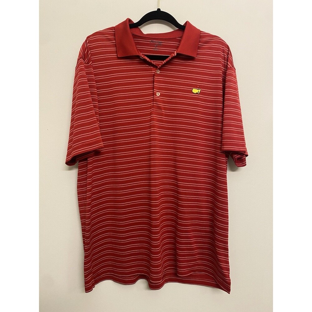 Masters Tech Golf Polo Men’s XL Red Striped Performance Outdoors Logo Official